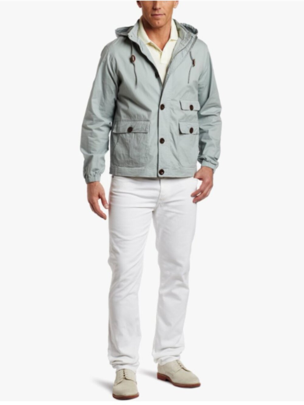 NEW WITH TAGS FARAH Men's The Hanway Eggshell Button Up Jacket, Large